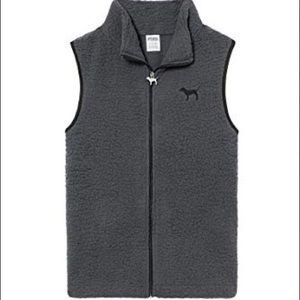 Charcoal Grey PINK Sherpa Vest Size S